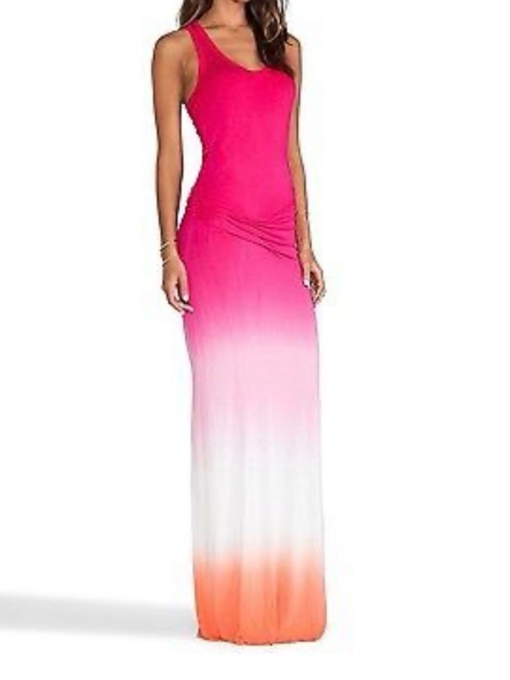 YOUNG, FABULOUS & BROKE HAMPTONS RACERBACK OMBRE MAXI DRESS, FUCHSIA, SIZE S